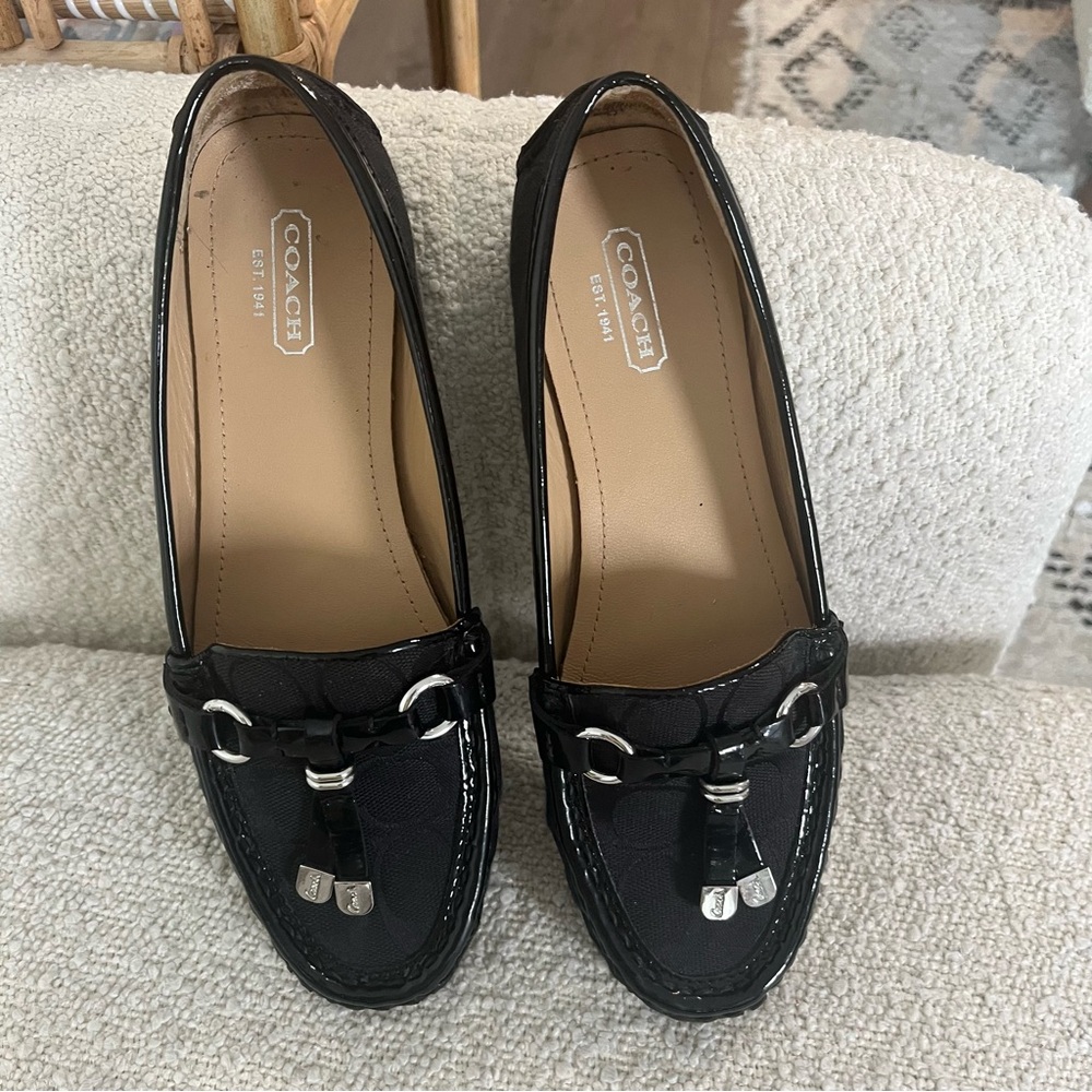Coach Black Patent Leather Loafers Moccasins flats US 7